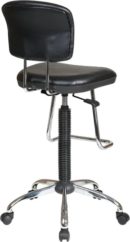Vista 2 de Office Star DC Series - Silla neumática de dibujo con taburete y respaldo de vinilo, reposapiés cromado resistente, color negro
