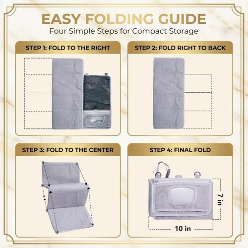 Vista 7 de Cambiador de pañales portátil grande – Cambiador de pañales plegable impermeable para bebé con bolsillos de almacenamiento y bolsa de toallitas