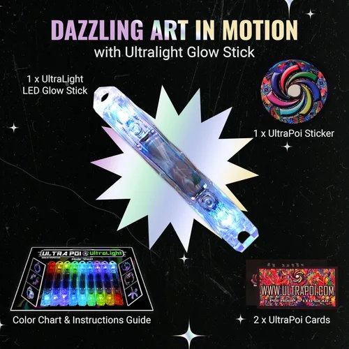 Vista 2 de UltraPoi Barra luminosa LED ultraligera (individual) - Rainbow LED para Poi Raves y conciertos