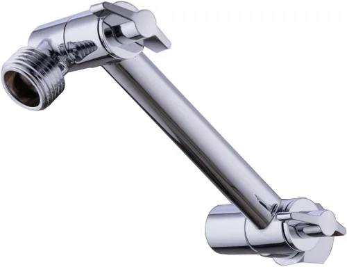 Vista 9 de TRUSTMI Brazo de ducha de latón de 4 pulgadas de altura ajustable, soporte de brazo de extensión de cabezal de ducha, latón cepillado dorado