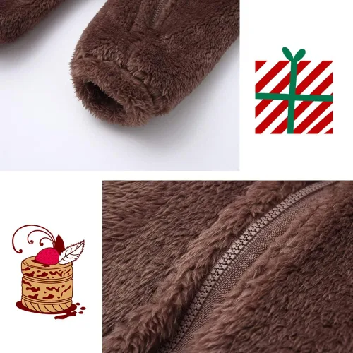 Vista 4 de CAHL&FAUO Traje de nieve para recién nacido, con diseño de oso de dibujos animados, mameluco de forro polar con capucha