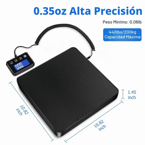 Vista 2 de KUAIVO Báscula de envío, báscula postal digital de alta precisión de 440 lbs/0.35 oz con función de sujeción/tara, escala de franqueo para paquetes