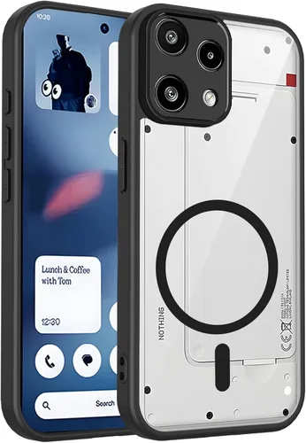 Vista 11 de Funda magnética transparente compatible con Xiaomi 17T, color negro 2 en 1 PC + TPU cubierta de teléfono a prueba de golpes, carcasa protectora