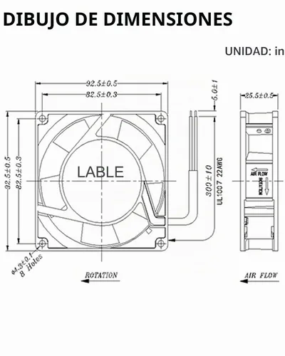 Vista 8 de GDSTIME AXIAL 9225 - Ventilador para muffins, 120 V CA 3.622 in x 0.984 in, rodamiento de bolas doble