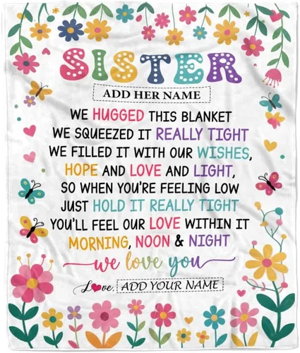 Vista 15 de Manta personalizada con texto en inglés «To My Sister from Sister Wood» No Matter Where Life Takes Us Soul Sister cumpleaños, Navidad, graduación