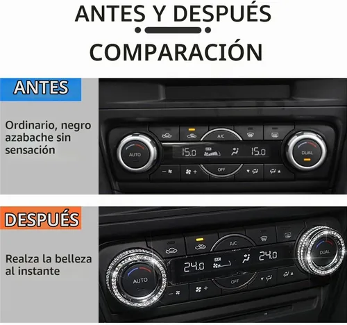 Vista 3 de Tapones para pomos de aire acondicionado, compatibles con Mazda 3 14-19 Pegatinas de tapas de perillas de CA