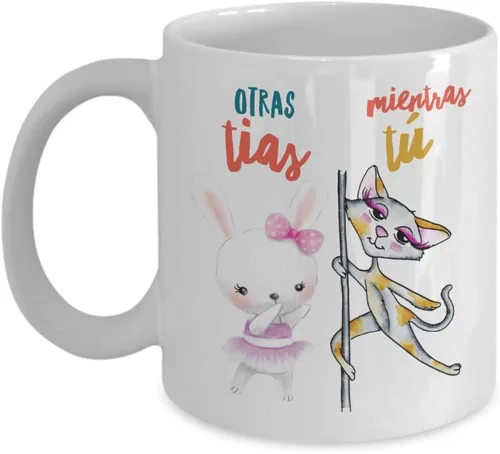 Vista 5 de Regalo para tias Taza de cafe para hermana Perfecto regalo para navidad, graduados, profesionales y estudiantes Vaso con afirmaciones Negro