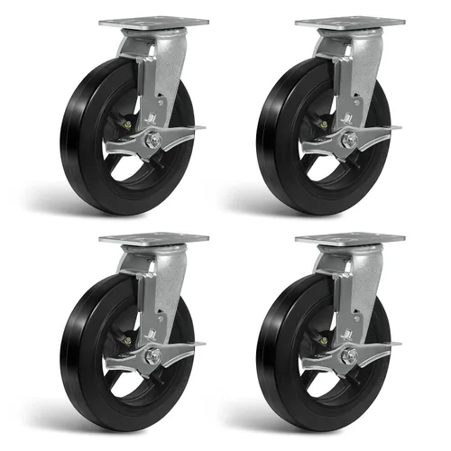 Vista 35 de Ruedas resistentes de 4 pulgadas, ruedas industriales de placa con rueda de goma, utilizadas para carrito de herramientas, plataforma, camión