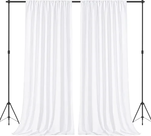 Vista 7 de HOMEIDEAS Cortinas de fondo azul real de 10 x 10 pies, fondo de fotos, cortinas de poliéster con bolsillo para barra para decoración de fiestas