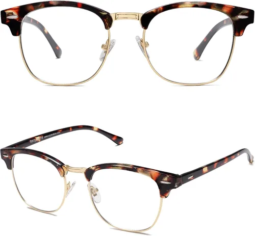 Vista 2 de SOJOS Retro Semi Rimless Blue Light Blocking Glasses Half Horn Rimmed Eyeglasses SJ5018