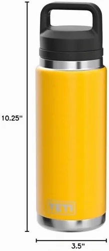 Vista 8 de YETI Rambler - Botella de acero inoxidable, hermética, con aislamiento al vacío y tapa chug, 26 onzas, color amarillo alpino Alpine Amarillo