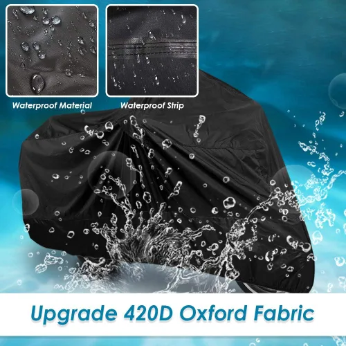 Vista 2 de Funda impermeable para motocicleta, almacenamiento al aire libre, para todo tipo de clima, cubierta de motocicleta para interiores, a prueba