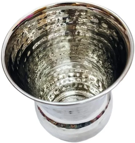 Vista 7 de Bona fide - Juego de 2 vasos de acero martillado para servir agua de 13.5 fl oz, juego de vasos, taza para beber