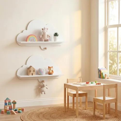 Vista 8 de GLACER Juego de 2 estantes de madera para habitación del bebé