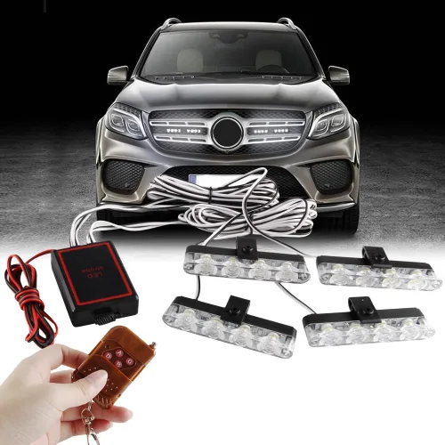 Vista 8 de Sidaqi 4 en 1 12V Estrobo de Emergencia Advertencia Rejilla Luces de Precaución Luces de Flash Para Coche Camión DRL Ambulancia Luces de Policía