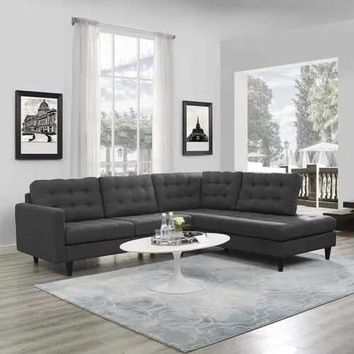 Vista 30 de Modway EEI-1547-DOR Empress Mid-Century - Sofá biplaza tapizado de tela en gris