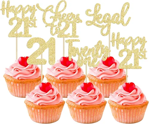 Vista 47 de Paquete de 30 adornos para cupcakes con purpurina de doble dígito para cumpleaños de 10 años, para cumpleaños, aniversario, fiesta, suministros