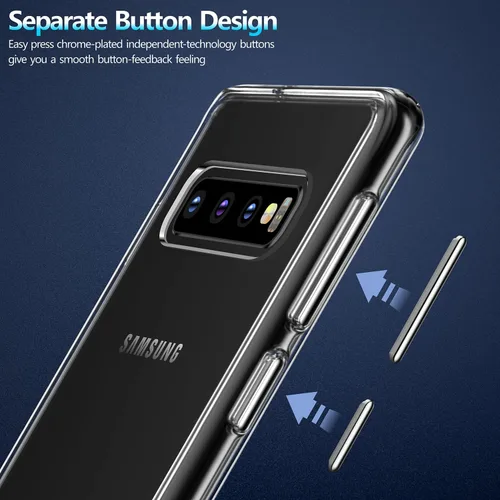 Vista 5 de Rayboen Funda para Galaxy S10 Plus, diseño transparente a prueba de golpes, funda de protección a prueba de golpes, parte trasera de policarbonato