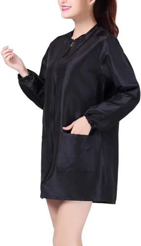 Vista 2 de Chaqueta profesional de estilista para peluquería, uniforme de cosmetología, con cremallera, para peluquería, ropa de trabajo, belleza, spa