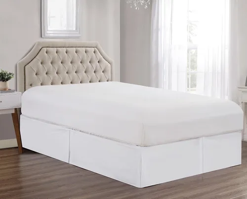 Vista 8 de Sheets & Beyond Falda de cama plisada de microfibra cepillada sólida súper suave de 14 pulgadas, con volantes (tamaño individual, beige)