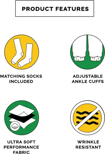 Vista 7 de Tipsy Elves Pantalones de golf para hombre, calcetines a juego incluidos, pantalones deportivos para hombre con diseños que cambian el juego