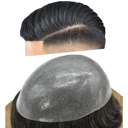 Vista 29 de PU Toupee para hombres pieza de pelo real sistema de reemplazo de cabello humano para hombres Toupee pieza de pelo para hombres piel polivinílica