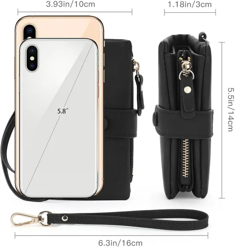 Vista 4 de RNIEGA Cartera pequeña de cuero plegable para mujer, con bloqueo RFID, con tarjetero y ventana de identificación, monedero