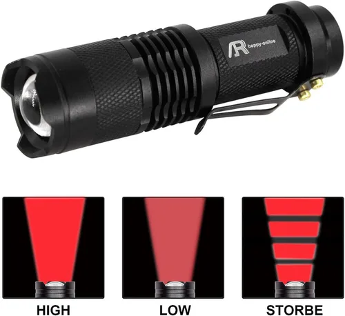 Vista 5 de paquete de 3 mini linternas led tácticas de mano de 3 modos, de 7 W y de 350 lm, con foco ajustable y con zoom.