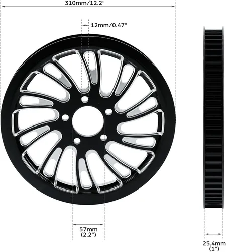 Vista 2 de TCMT Piñón de polea de correa de rueda trasera de 18 x 5.5 pulgadas, apto para Harley Touring CVO Road Glide Electra Glide Road Glide sin ABS