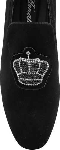 Vista 7 de Amali Crown Zapatos de terciopelo para hombre con pieza de corona de joyería Zapatos de vestir para hombre Mocasines formales de terciopelo