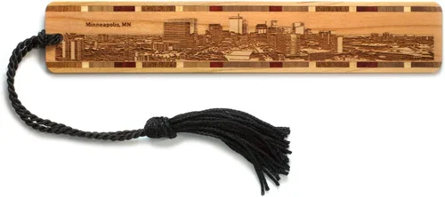 Vista 7 de Miami Florida City Skyline - Marcapáginas de madera grabado con borla, fabricado en Estados Unidos