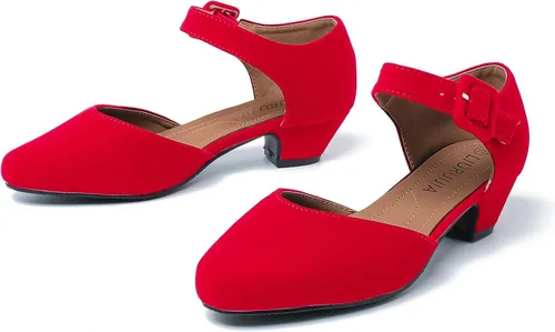Vista 9 de LIURUIJIA Zapatos de vestir con correa de tobillo y tacón bajo y grueso para mujer, para el trabajo, boda, fiesta, baile