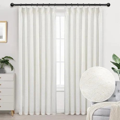 Vista 22 de DriftAway Cortinas plisadas de lino semitransparentes con textura de casa de campo sólidas y rústicas modernas para sala de estar y dormitorio, 2