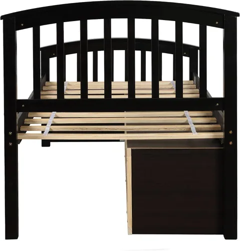 Vista 7 de Harper & Bright Designs Base de cama individual con cajones de almacenamiento, marco de cama de madera maciza, no necesita somier