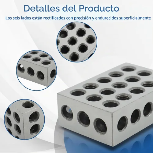 Vista 4 de WFLNHB 1 par a juego Precisión 1 x 2 x 3 pulgadas Bloques 23 agujeros 0.0002" Machinist 1-2-3 Set