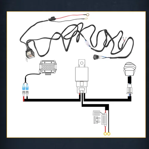 Vista 6 de Nirider - Arnés de cableado de 1 cable, 12 V, 40 A, interruptor basculante, fusible, kit de arnés de cableado de nailon para barras de luz LED