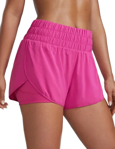Vista 19 de CRZ YOGA - Pantalones cortos de correr 2 en 1 divididos para mujer de 3 pulgadas - Pantalones cortos de entrenamiento atlético de cintura alta