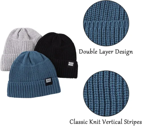 Vista 3 de Gorro de punto simple para bebé, Hip-Hop para niños, gorro de invierno para niñas de 0 a 5 años