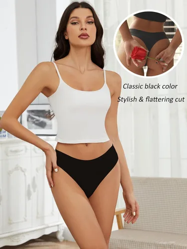 Vista 2 de Bolivelan Tangas de tiro medio sin costuras para mujer, ropa interior cómoda