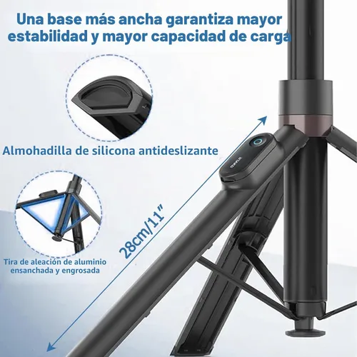 Vista 4 de ORMOS Trípode para selfie, extensible de 67 pulgadas, aleación de aluminio y silicona, compatible con todos los teléfonos celulares, soporte