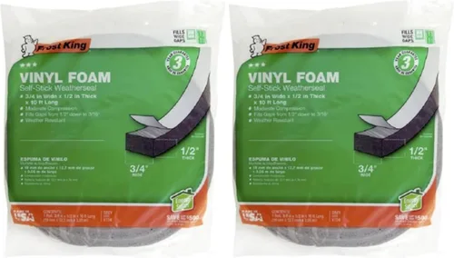 Vista 7 de Frost King V734H - Cinta de espuma de vinilo - Célula cerrada - Compresión moderada, 1.9 cm (3/4") de ancho, 1.27 cm (1/2") de grosor, 3.05 m