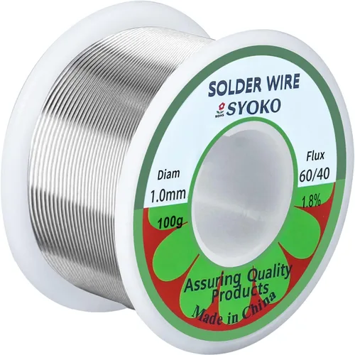 Vista 10 de SYOKO Alambre de soldadura de núcleo de colofonia de plomo de estaño de 60/40 0.024 in 1.76 oz para soldadura eléctrica, alambre de soldadura