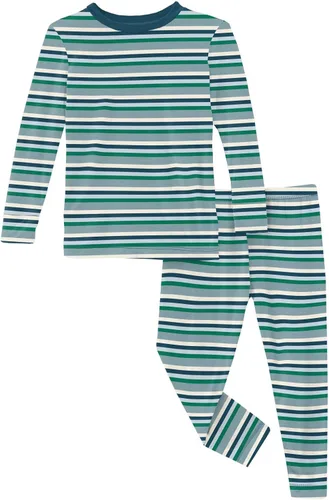 Vista 147 de KicKee Pants Conjunto de pijama de manga larga con estampado de piezas