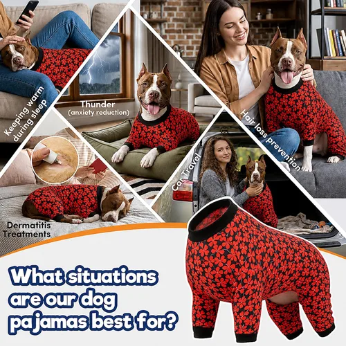 Vista 5 de LovinPet Pijama de perro gordo para perros medianos, camisa para aliviar la ansiedad de las mascotas, camisa de protección solar, tela elástica Negro