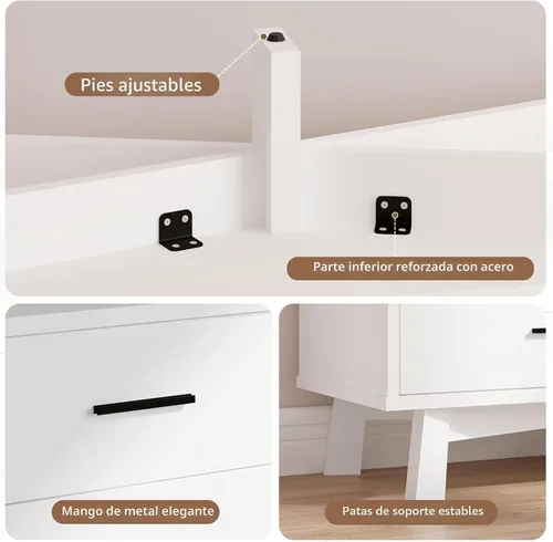 Vista 6 de Xixini Cómoda para dormitorio, cómoda moderna de 6 cajones con base resistente en forma de X, organizador de almacenamiento de ropa doble de madera