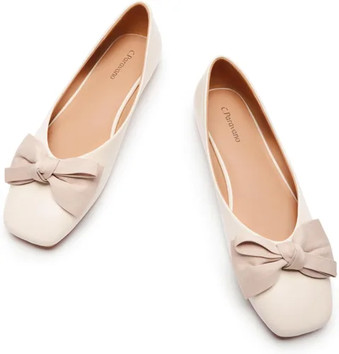 Vista 8 de C.Paravano Zapatos de Ballet para Mujer Zapatos Planos con Punta Cuadrada Zapatos Mary Jane Zapatos de Diseño para Mujer Negro Nueva Patente