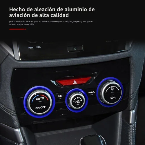 Vista 4 de Auovo Cubiertas de Anillo Exterior para Perilla de Control del Clima AC Accesorios para Subaru Crosstrek 2018-2022 2023 / Impreza 2017-2023 Azul