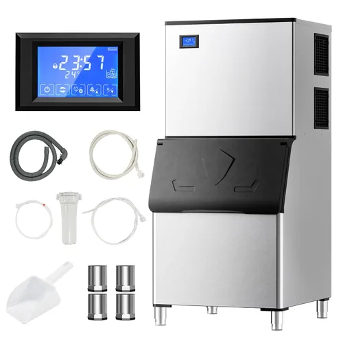 Vista 11 de EUHOMY Máquina comercial para hacer hielo, 1000 libras/24 horas, máquina de hielo industrial con contenedor de almacenamiento de 300 libras, lista