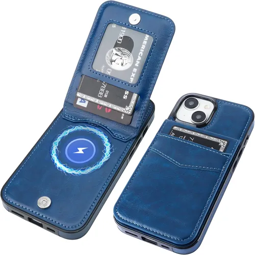 Vista 21 de KIHUWEY Compatible con iPhone 15 Funda Cartera con Soporte para Tarjeta de Crédito, Tapa de Cuero Premium con Cierre Magnético y Función Atril