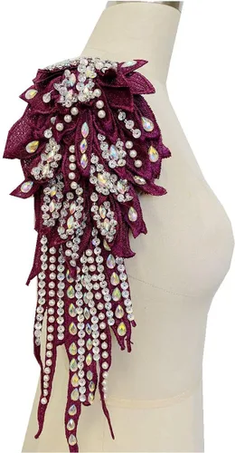 Vista 9 de Hecho a mano de 18 colores para coser diamantes de imitación de perlas de encaje apliques de perlas para coser a mano, parches para accesorios